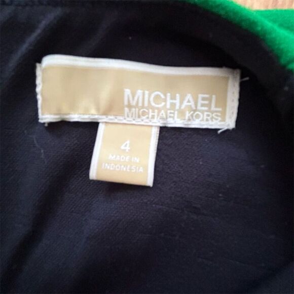 Michael Kors Women's Size 4 Green & Black Colorblock Sheath Dress - Picture 4 of 10